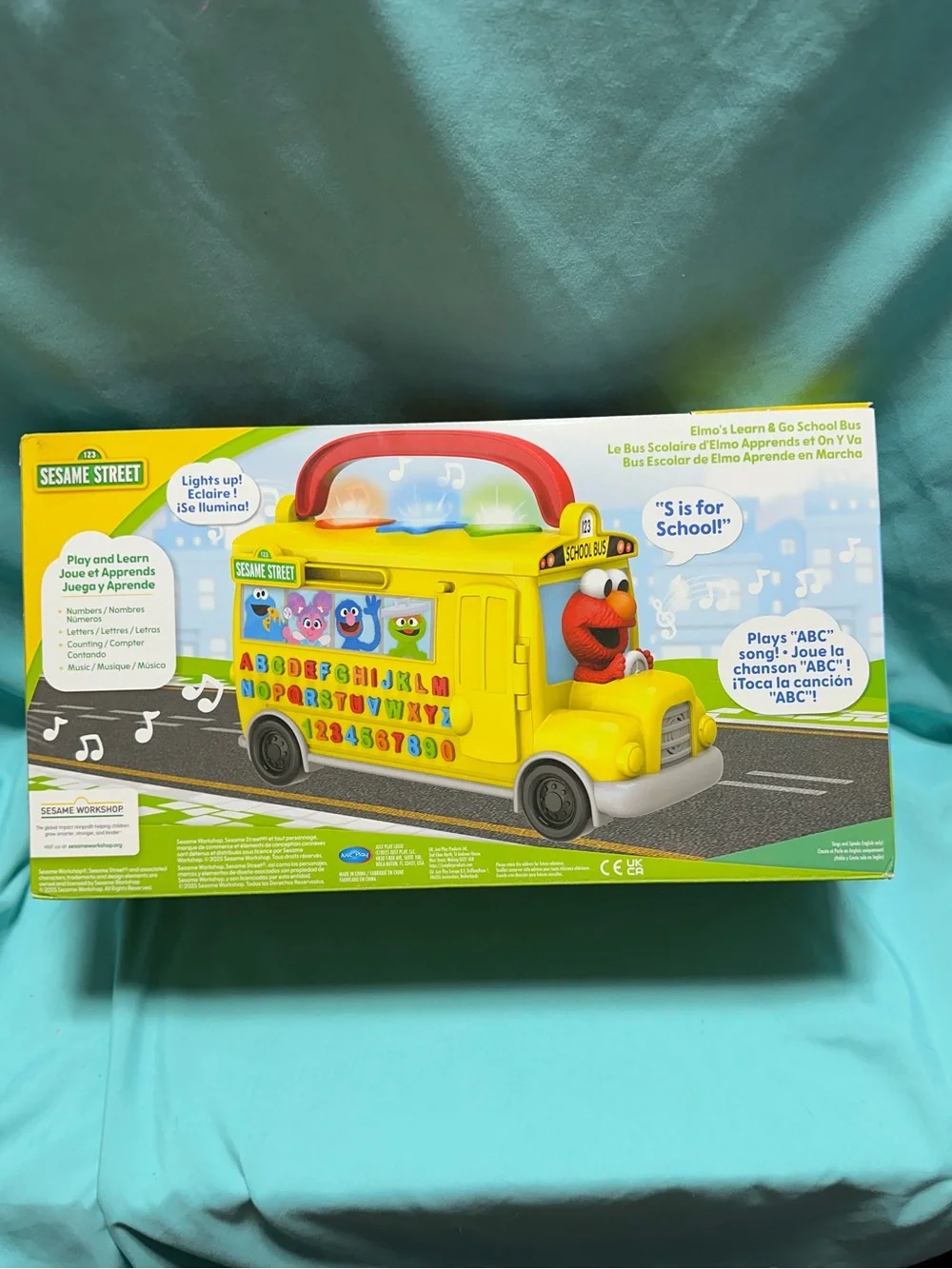 Sesame Street Yellow Learn & Go School Bus Toy with Red Handle